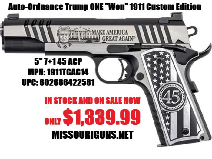 Auto Ordnance Trump ONE 1911 Won Custom Special Edition Stainless Semi-Auto Pistol 5" 7+1 45 ACP MPN: 1911TCAC14 UPC: 602686422581 - Image 2