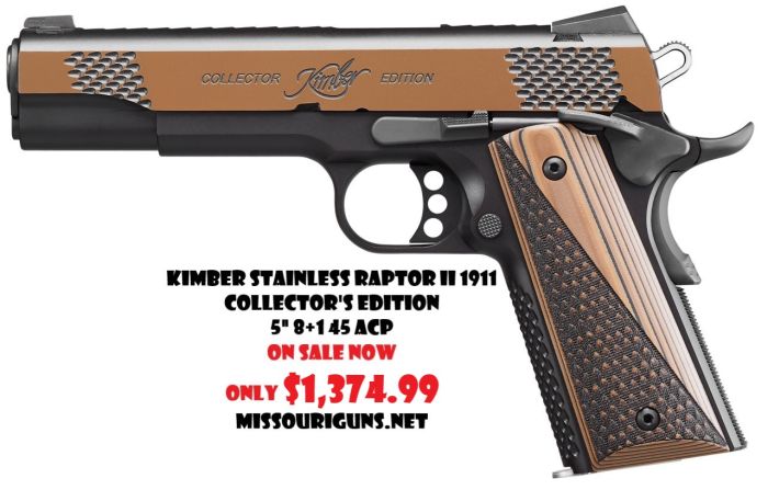 Kimber Stainless Raptor II 1911 Collector's Edition Night Sights Semi-Auto Pistol 5" 8+1 45 ACP MPN: 3700600 UPC: 669278376004