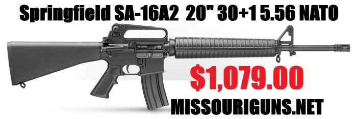 Springfield SA-16A2 AR15 with Carry Handle Fixed Stock Semi-Automatic Rifle AR-15 20" 30+1 5.56 NATO/223 Remington MPN: SA920556B-A2 UPC: 706397980115