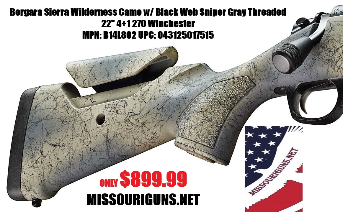 Bergara Sierra Wilderness Camo w/ Black Web Sniper Gray Threaded 22" 4+1 270 Win MPN: B14L802 UPC: 043125017515 - Image 2
